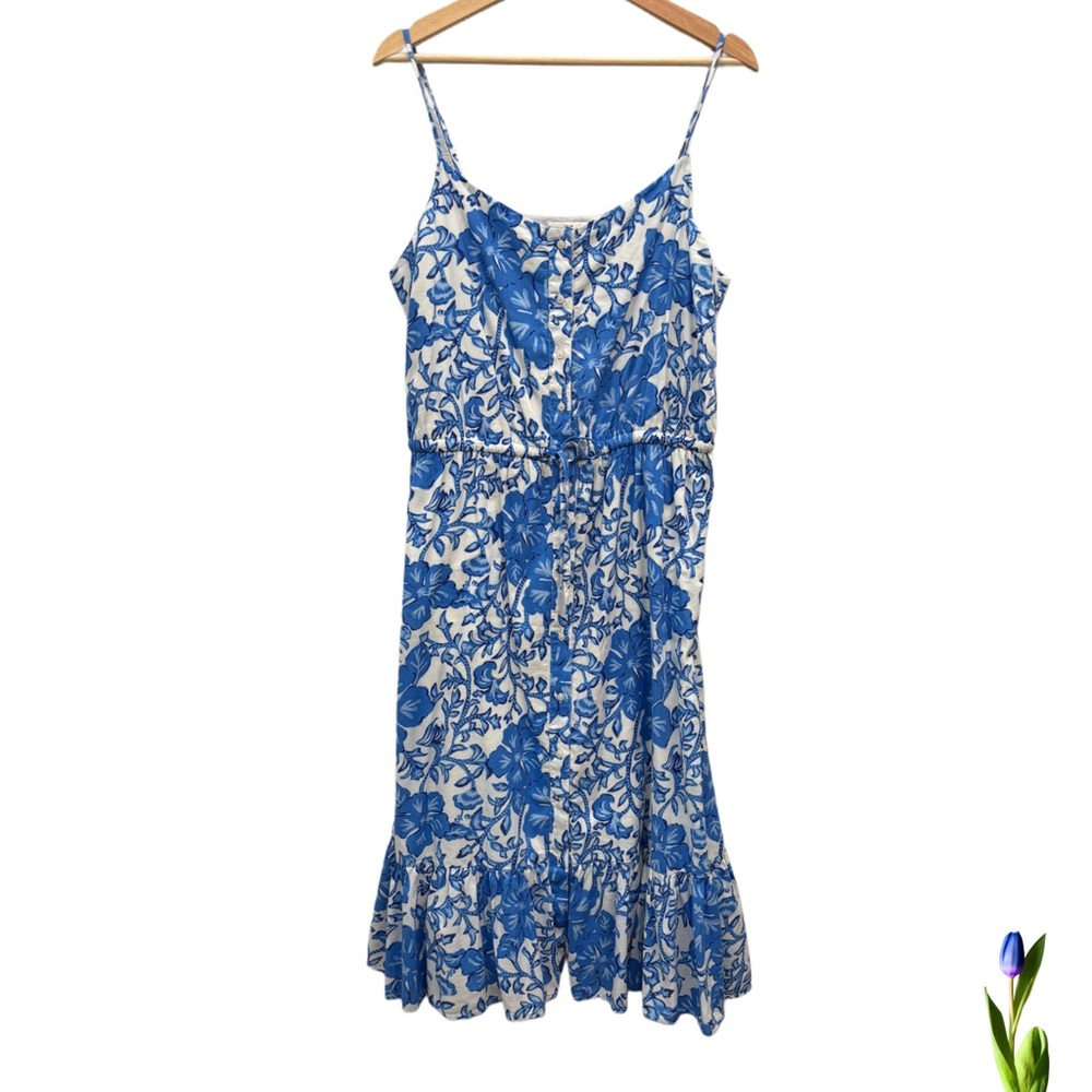 Vineyard Vines Blue and White Floral Midi Dress Size M